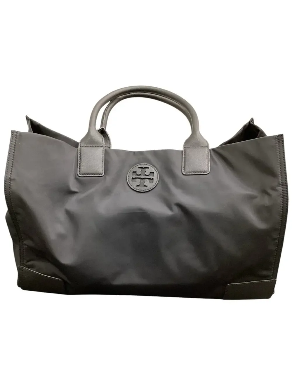 Tory Burch Tote Women’s 1Size Ella Nylon Tote Two Handles Logo Snap ClosureBlack